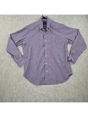 Tailorbyrd Men's Button-Down Burgundy & White Plaid Shirt XL 100% Cotton